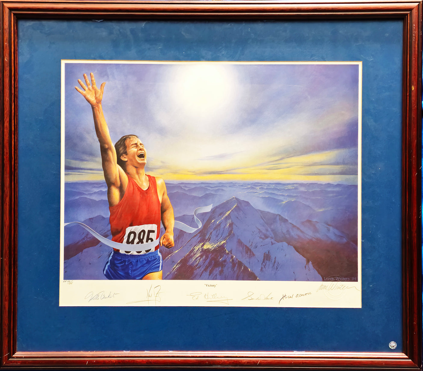 Neil Armstrong, Hank Aaron & 4 Others Autographed Framed 17x21 Victory Lithograph Photo #14/25 PSA/DNA & Beckett BAS QR #AB40271