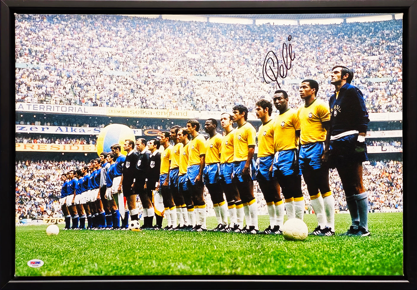 Pele Autographed Framed 16x23.5 Framed Canvas CBD Brazil PSA/DNA #AD20250