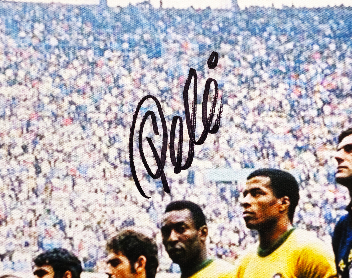 Pele Autographed Framed 16x23.5 Framed Canvas CBD Brazil Beckett BAS #S73824