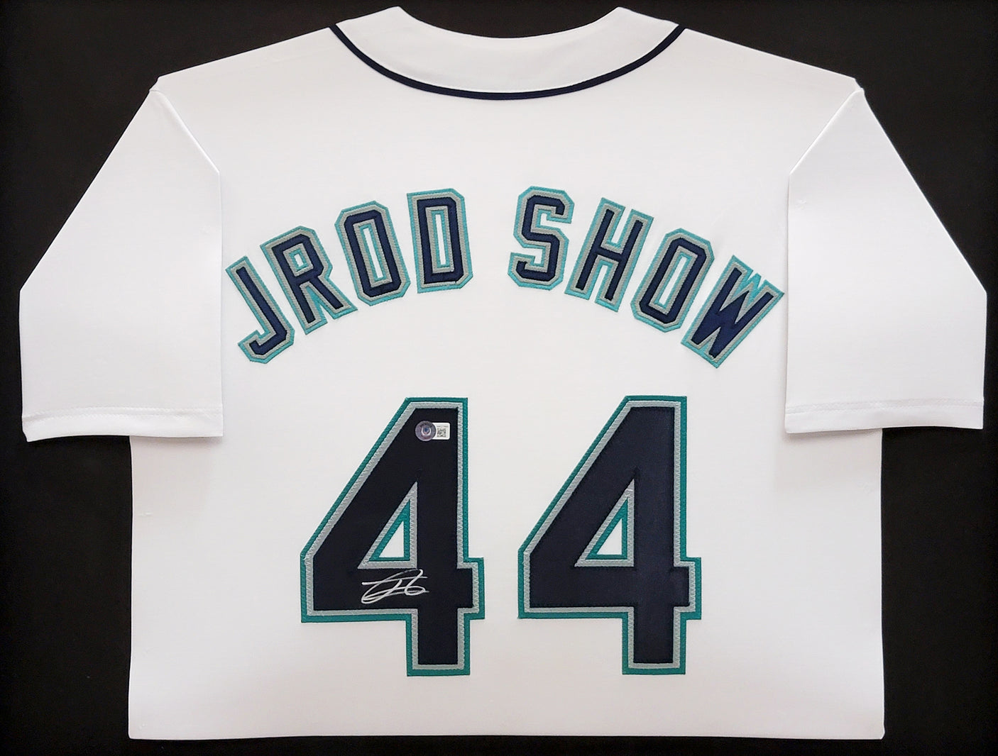 Seattle Mariners Julio Rodriguez Autographed Framed White Jersey JROD Show Beckett BAS Witness Stock #210990