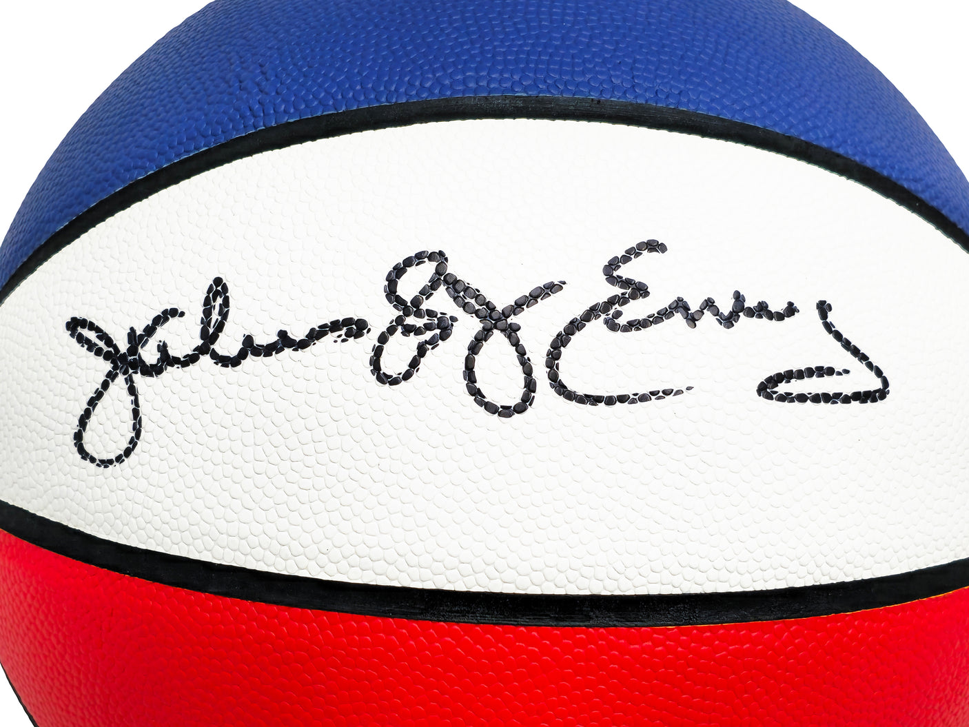 Julius "Dr. J" Erving Autographed Red, White & Blue ABA Logo Basketball New Jersey Nets Beckett BAS Witness Stock #222789