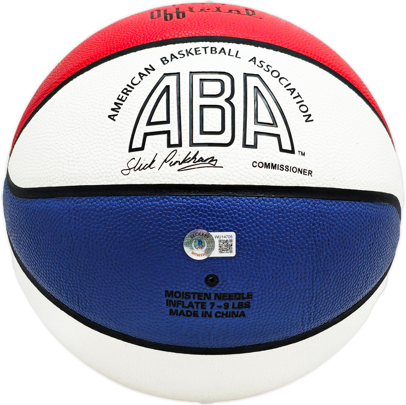 Julius "Dr. J" Erving Autographed Red, White & Blue ABA Logo Basketball New Jersey Nets Beckett BAS Witness Stock #222789