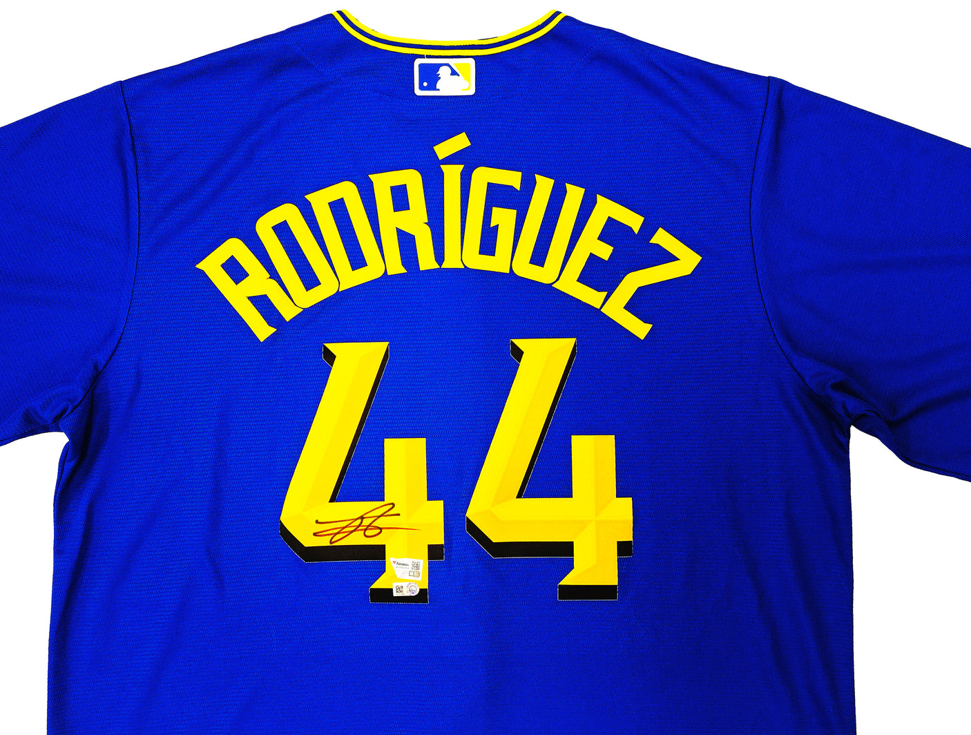 Seattle Mariners Julio Rodriguez Autographed Blue Nike City Connect Jersey Size L Fanatics and MLB Holo Stock #222806