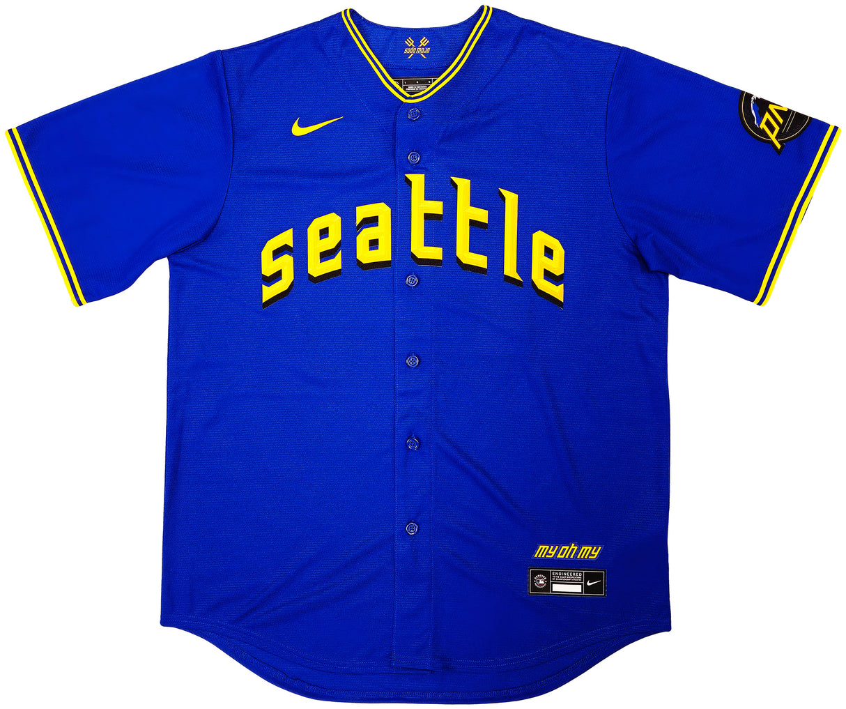 Seattle Mariners Julio Rodriguez Autographed Blue Nike City Connect Jersey Size L Fanatics and MLB Holo Stock #222806