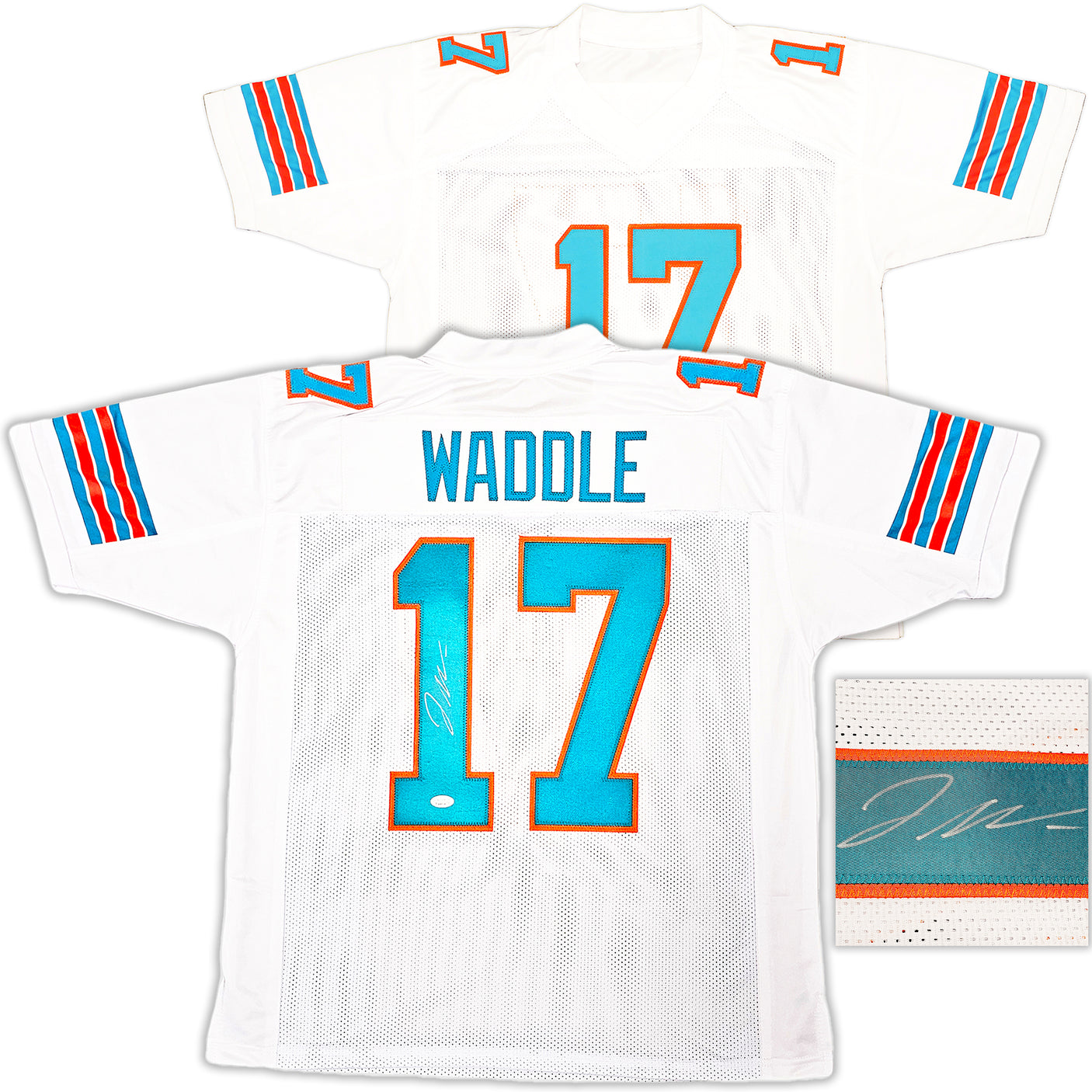 Miami Dolphins Jaylen Waddle Autographed White Jersey JSA Stock #222823