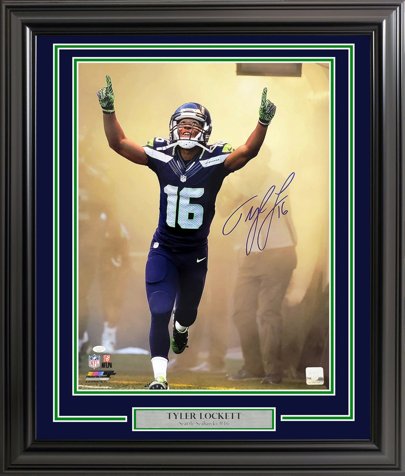 Tyler Lockett Autographed Framed 16x20 Photo Seattle Seahawks Tunnel MCS Holo Stock #210971