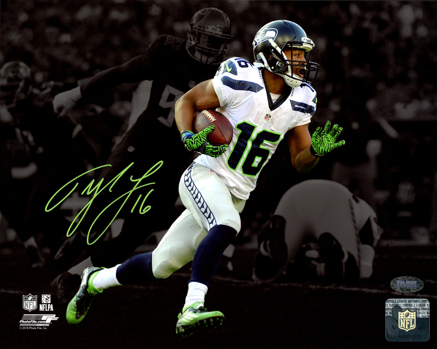 Tyler Lockett Autographed Framed 8x10 Photo Seattle Seahawks Spotlight MCS Holo Stock #210977