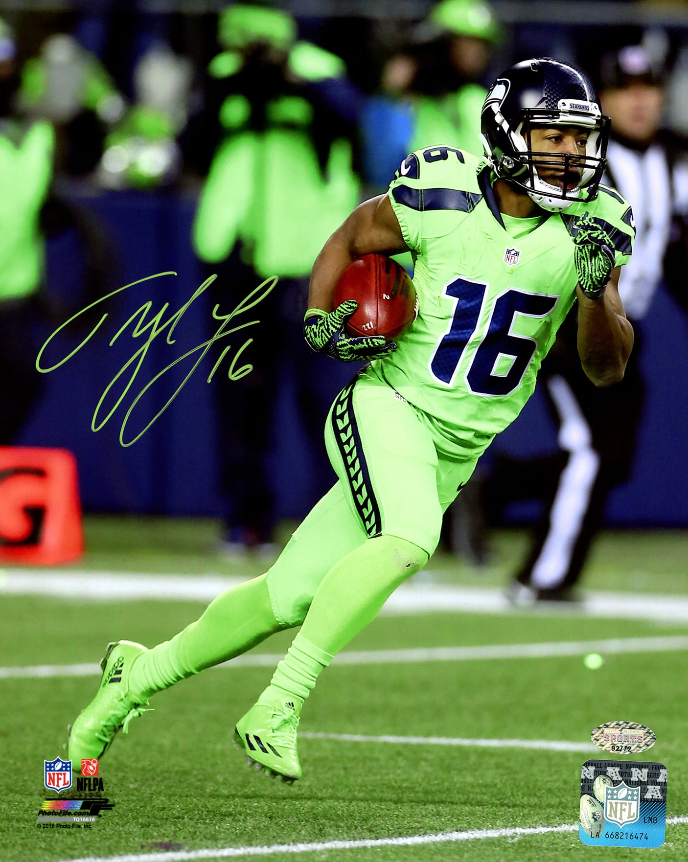 Tyler Lockett Autographed Framed 8x10 Photo Seattle Seahawks Color Rush Green MCS Holo Stock #210976