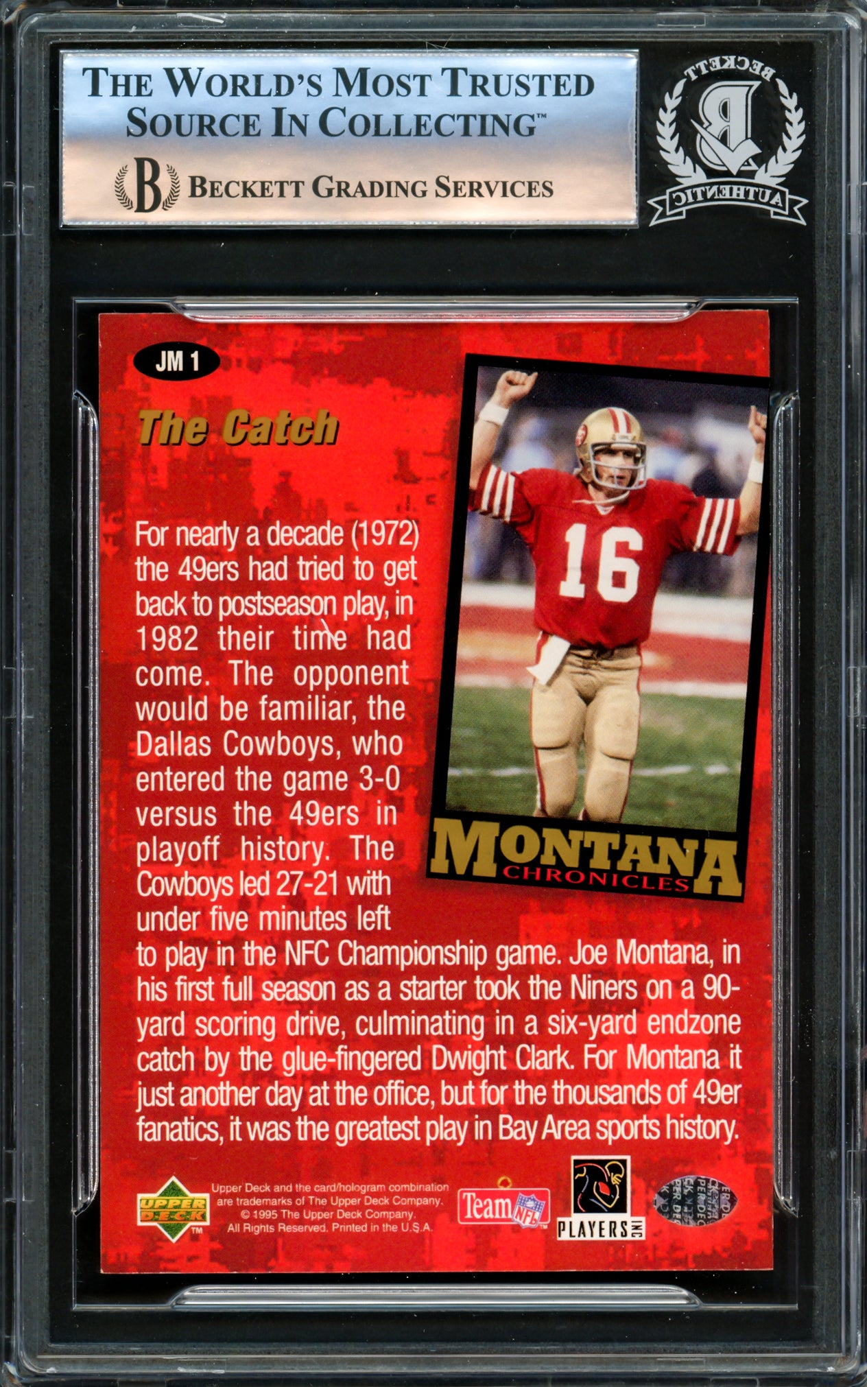 Joe Montana Autographed 1995 Upper Deck Collectors Choice Card #JM1 San Francisco 49ers Beckett BAS #16176903