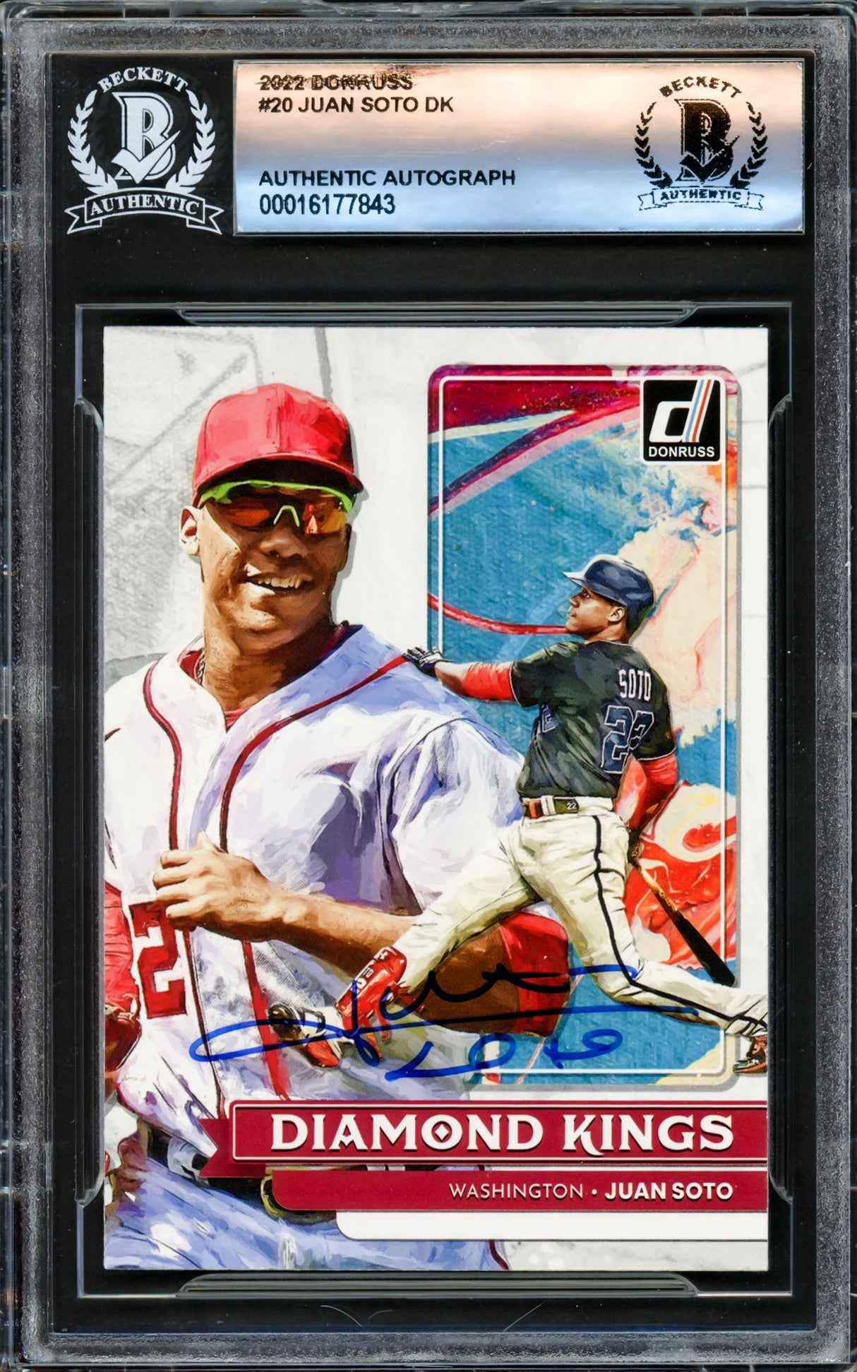 Juan Soto Autographed 2022 Donruss Diamond Kings Card #20 New York Mets Beckett BAS #16177843