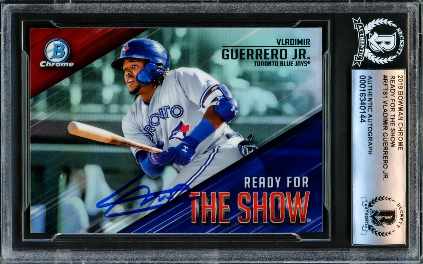 Vladimir Guerrero Jr. Autographed 2019 Bowman Chrome Ready For The Show Card #RFTS-1 Toronto Blue Jays Beckett BAS #16340144