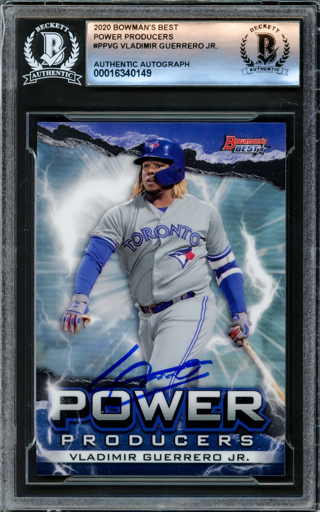 Vladimir Guerrero Jr. Autographed 2020 Bowman's Best Power Producers Card #PP-VG Toronto Blue Jays Beckett BAS #16340149