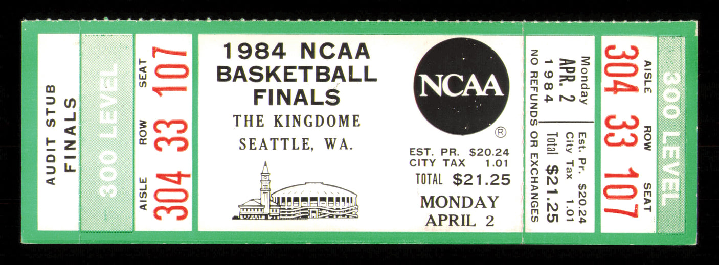 1984 NCAA Basketball Tournament Finals Unsigned Full Ticket Georgetown vs. Houston in Seattle SKU #222587