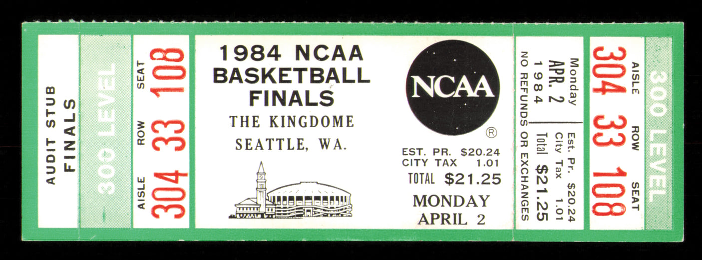 1984 NCAA Basketball Tournament Finals Unsigned Full Ticket Georgetown vs. Houston in Seattle SKU #222588