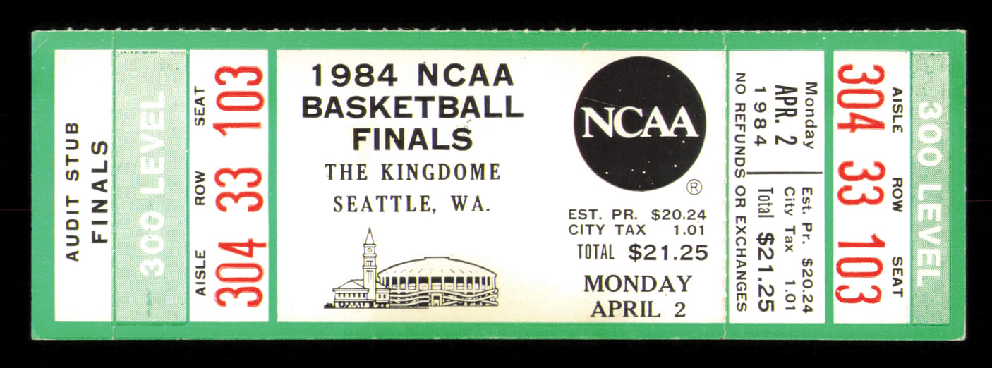 1984 NCAA Basketball Tournament Finals Unsigned Full Ticket Georgetown vs. Houston in Seattle SKU #222591