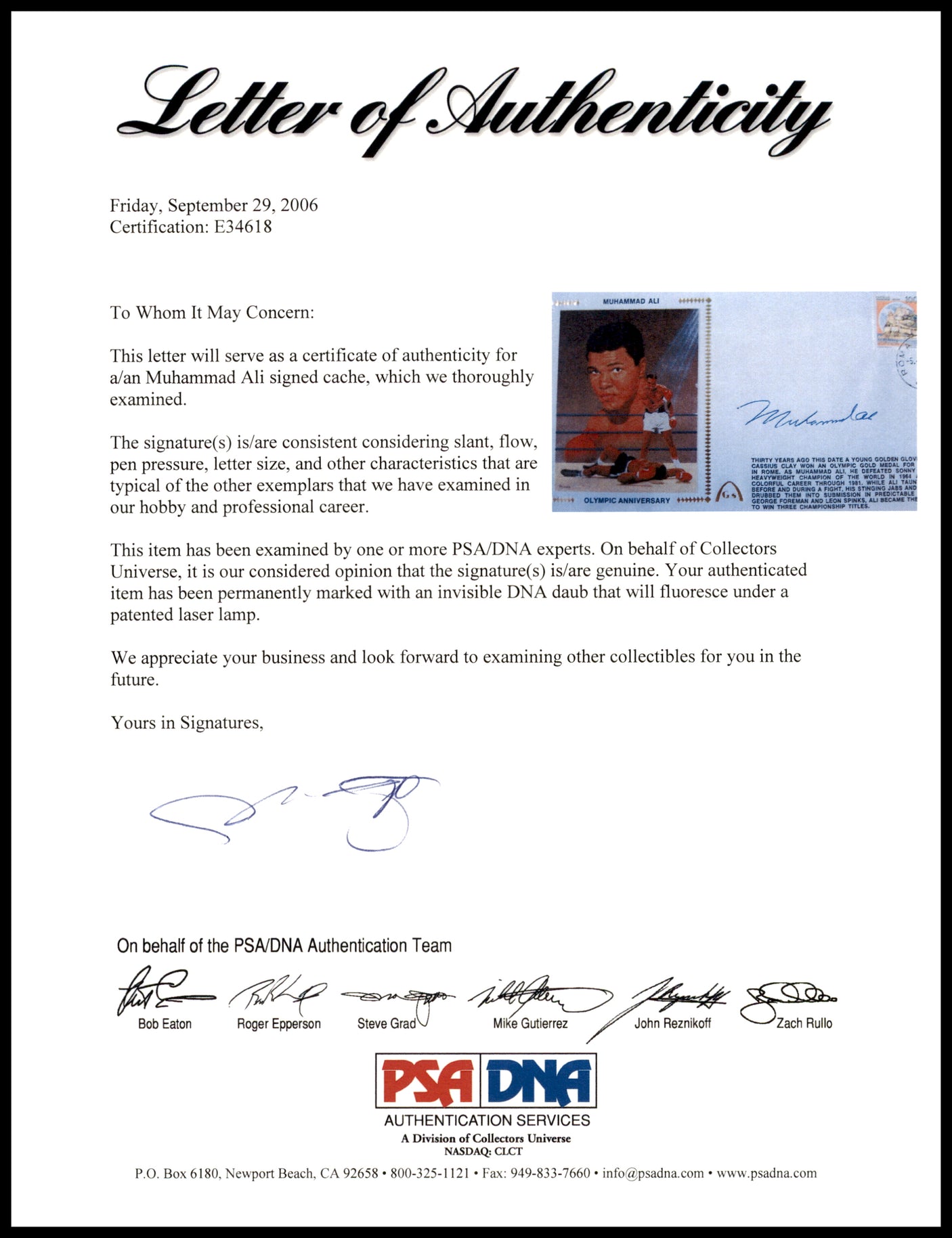 Muhammad Ali Autographed First Day Cover Vintage Signature PSA/DNA #E34618