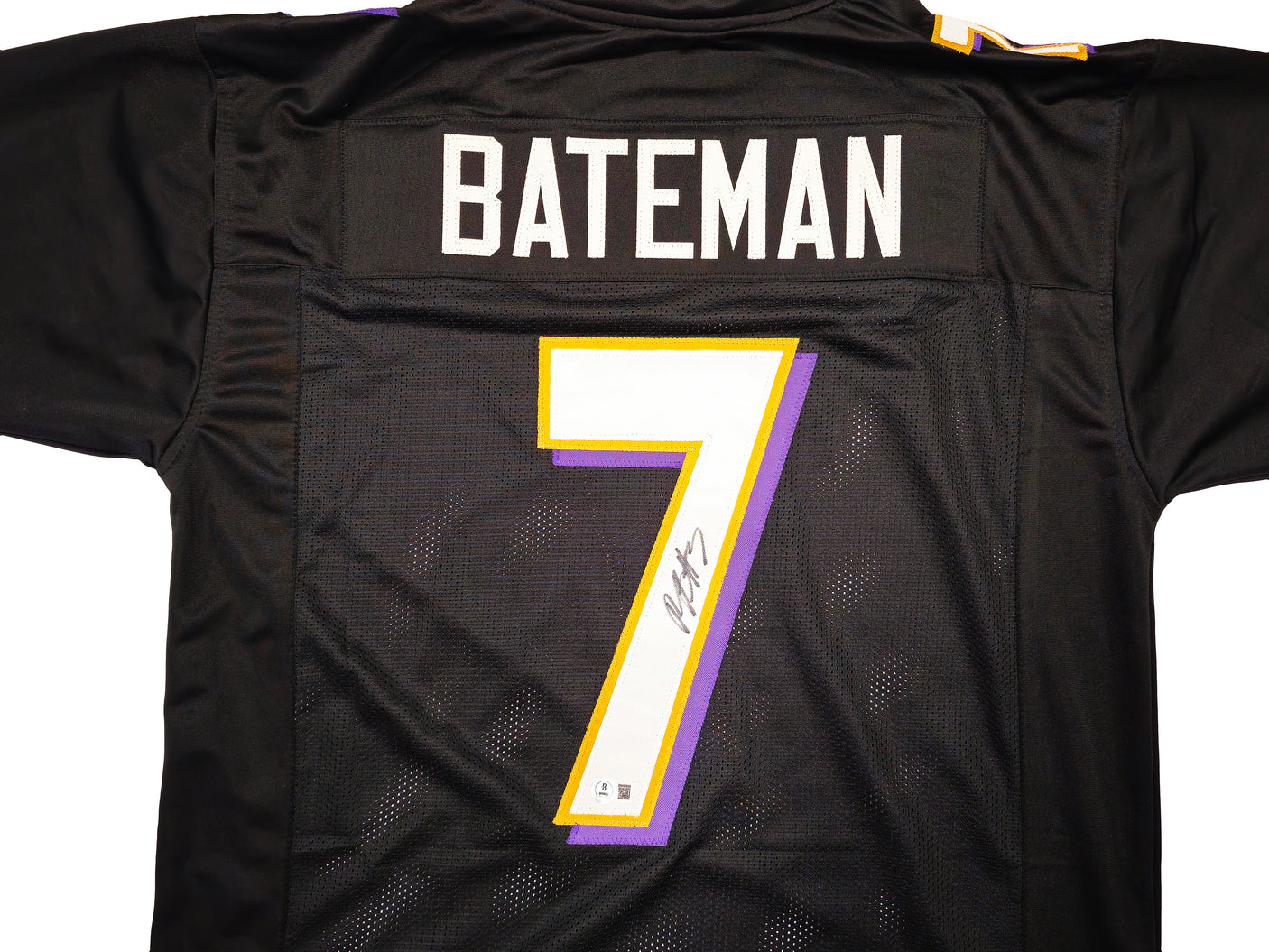 Baltimore Ravens Rashod Bateman Autographed Black Jersey Beckett BAS Witness Stock #238349