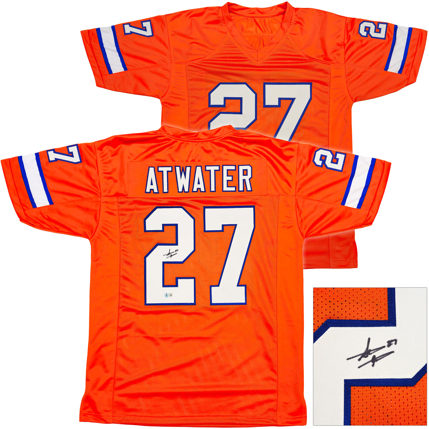 Denver Broncos Steve Atwater Autographed Orange Jersey Beckett BAS Witness Stock #238329