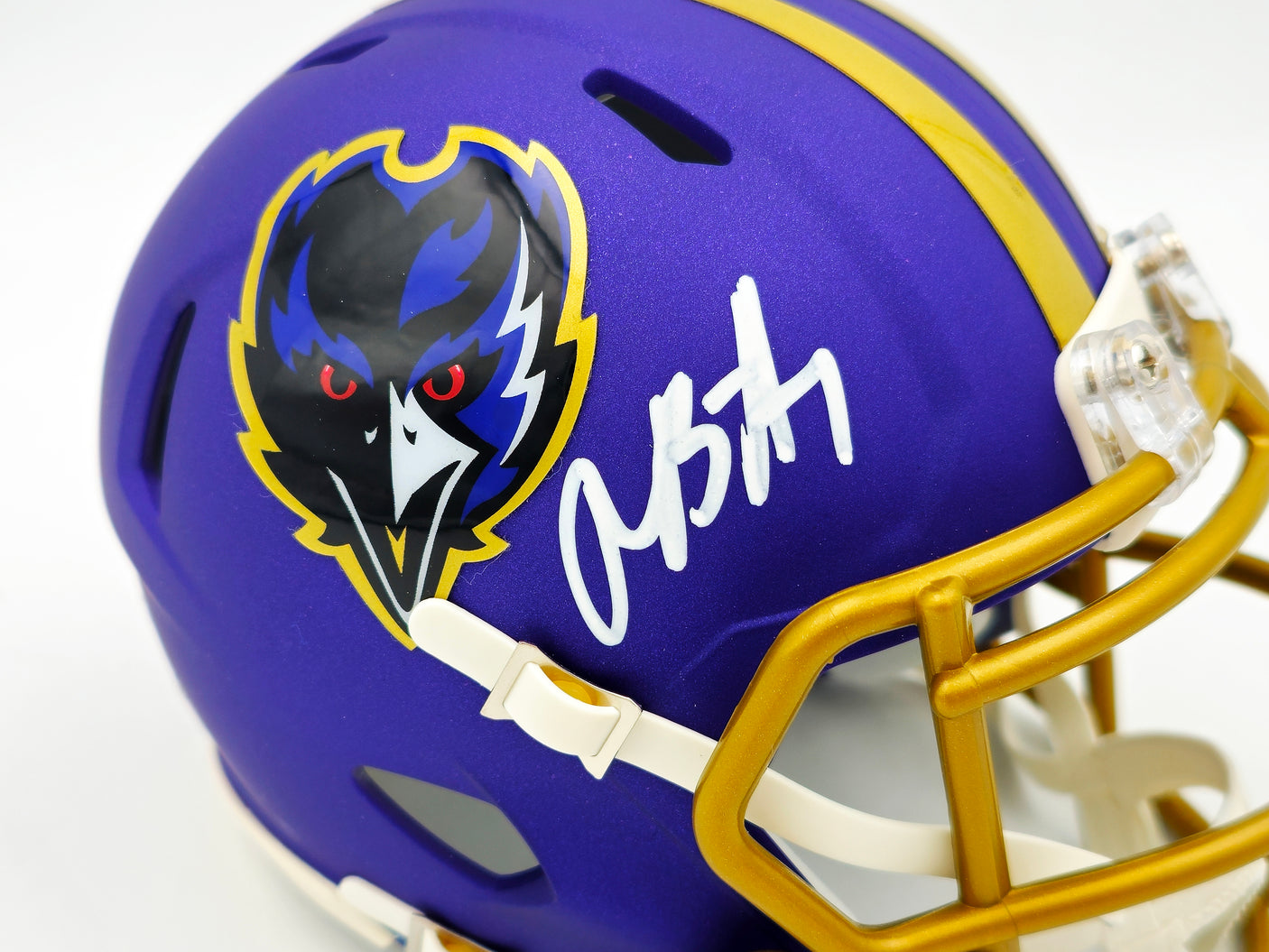 Rashod Bateman Autographed Baltimore Ravens 2024 Alternate Purple Speed Mini Helmet Beckett BAS Witness Stock #238351