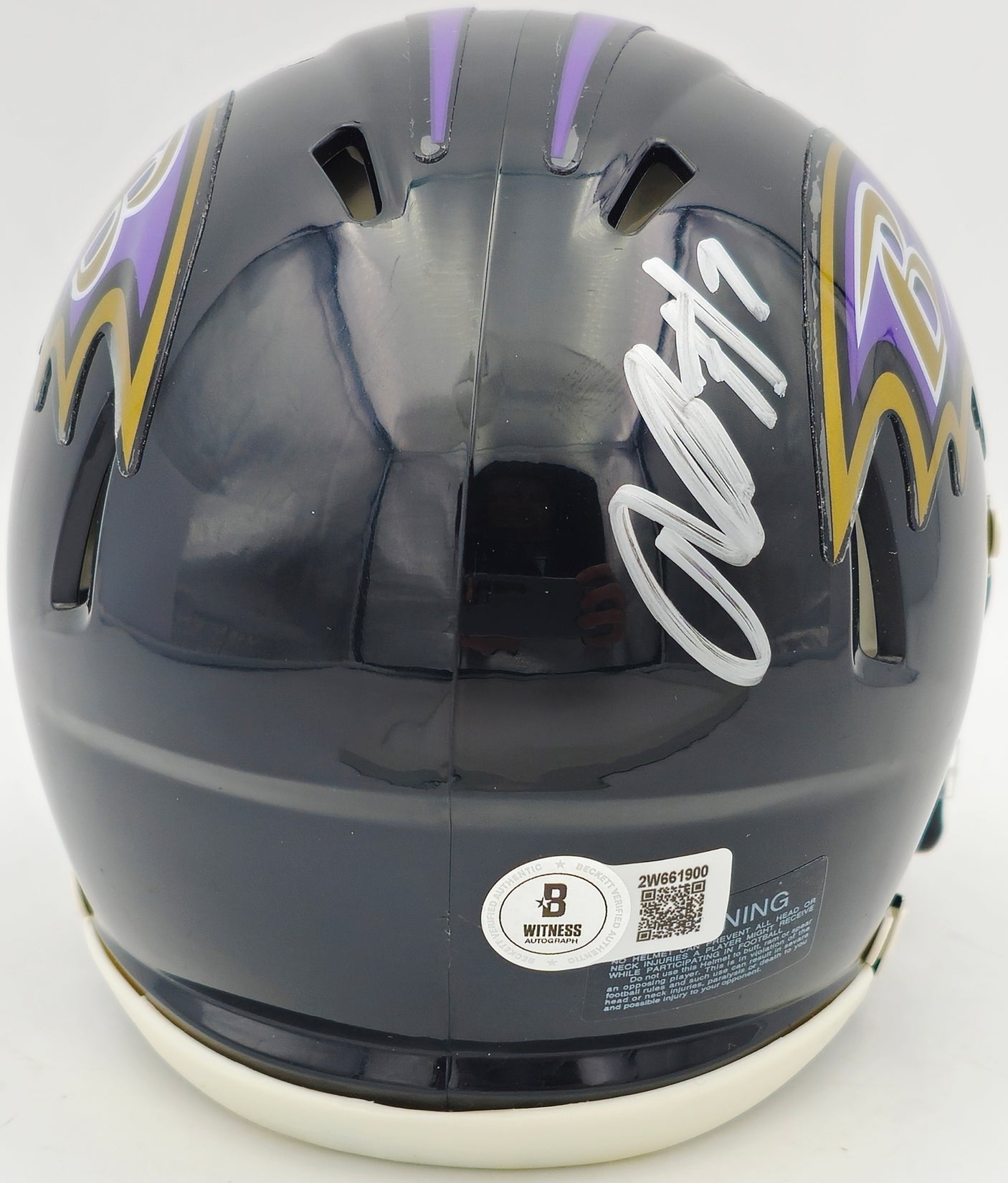 Rashod Bateman Autographed Baltimore Ravens Black Speed Mini Helmet Beckett BAS Witness Stock #238352