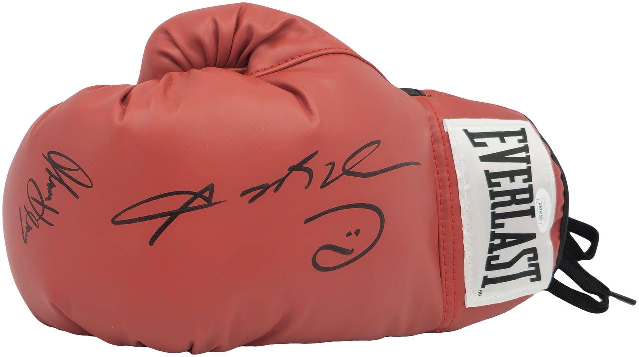Sugar Ray Leonard & Thomas "Hitman" Hearns Autographed Red Everlast Boxing Glove LH JSA Stock #238354