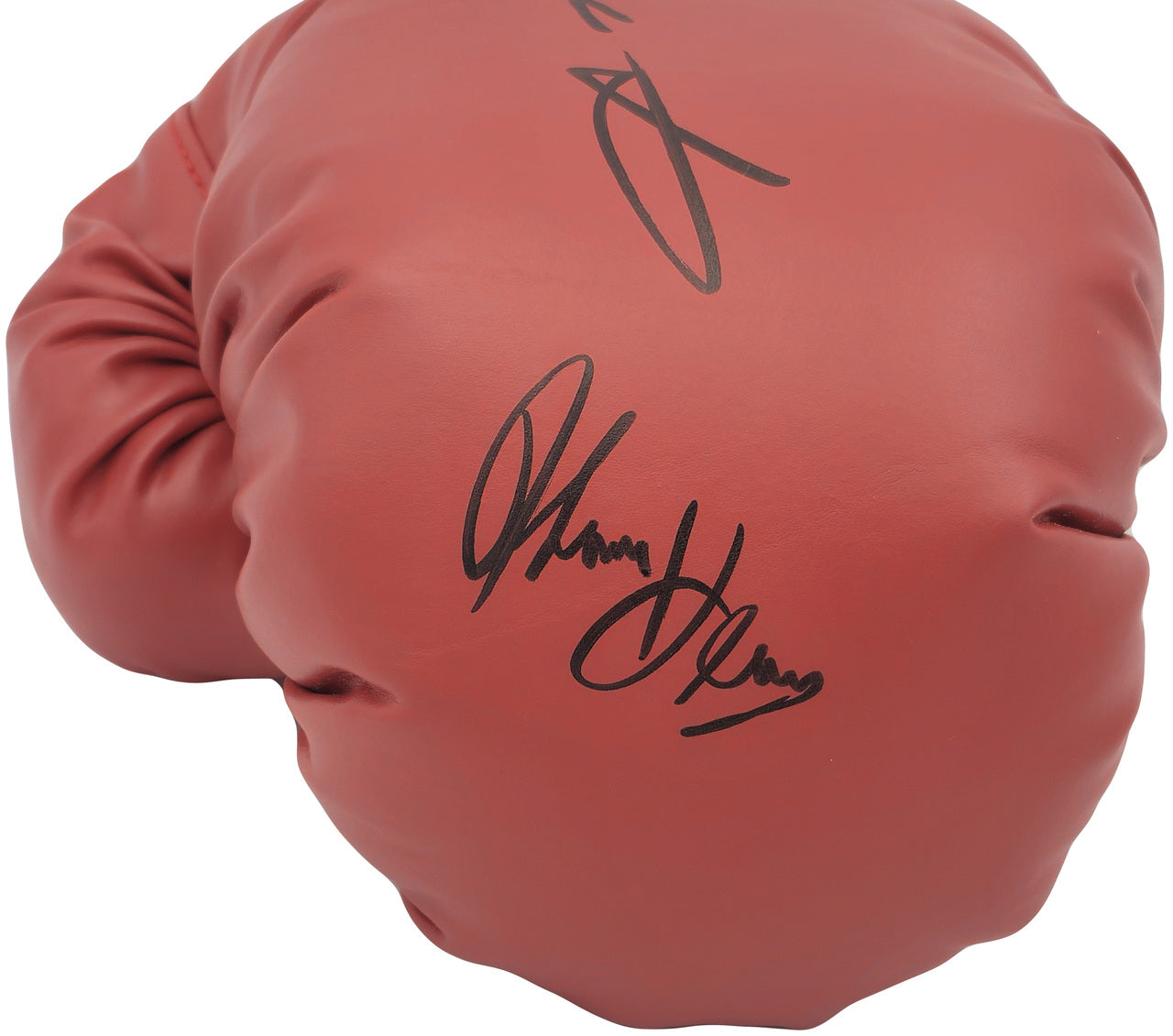 Sugar Ray Leonard & Thomas "Hitman" Hearns Autographed Red Everlast Boxing Glove LH JSA Stock #238354