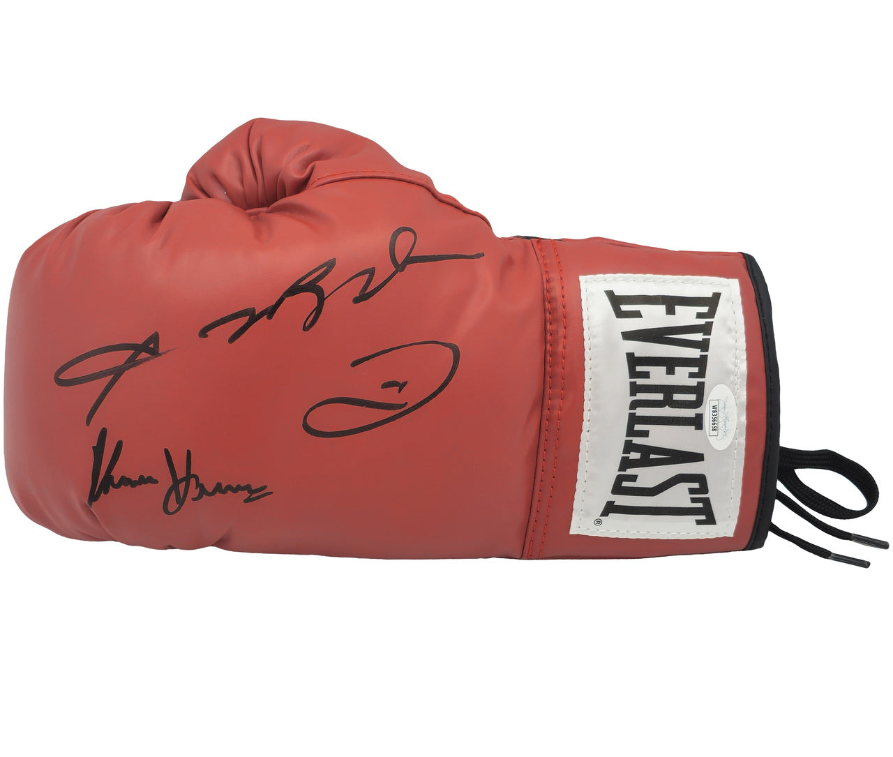 Sugar Ray Leonard & Thomas "Hitman" Hearns Autographed Red Everlast Boxing Glove LH JSA Stock #238353