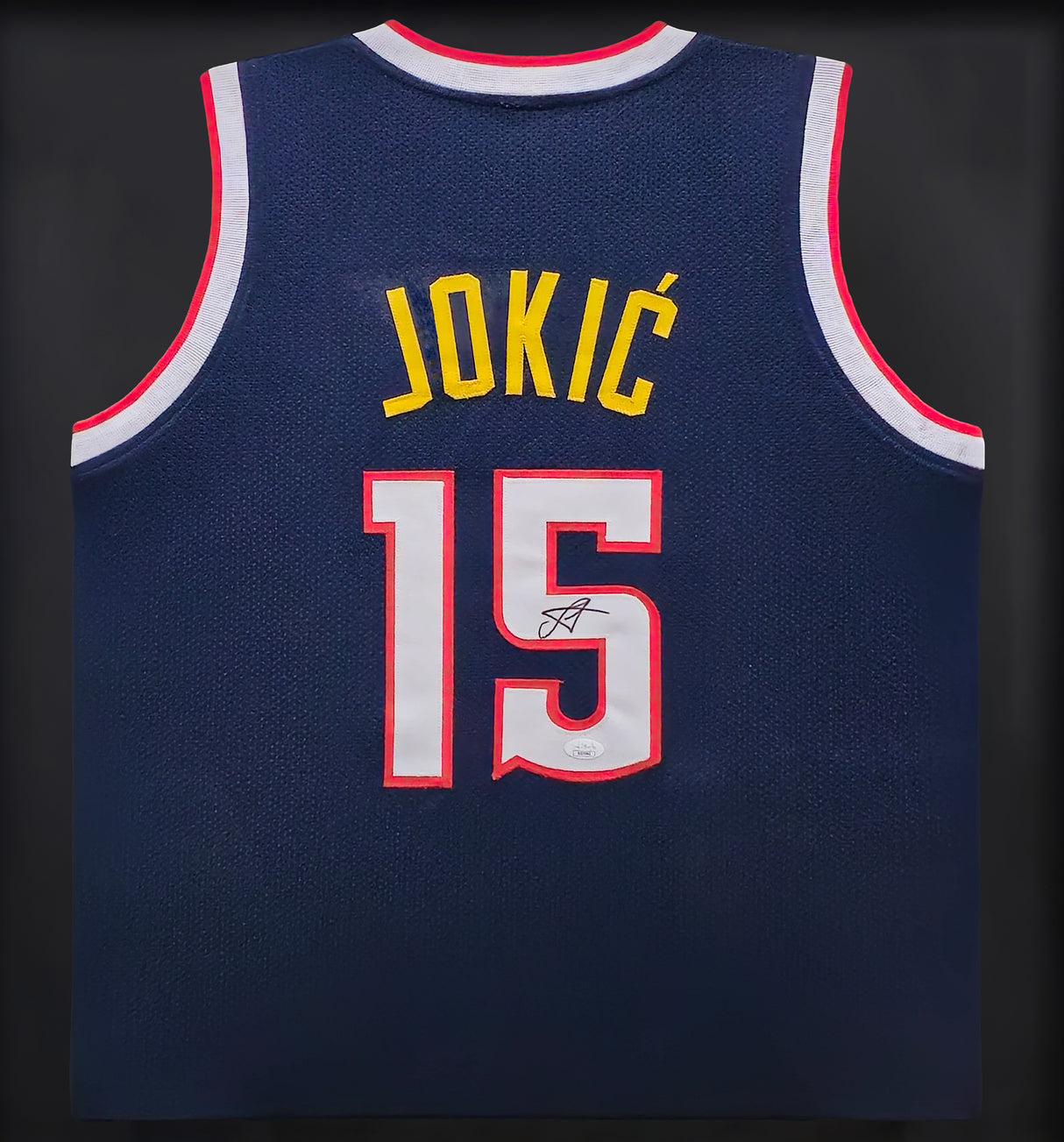 Denver Nuggets Nikola Jokic Autographed Framed Blue Jersey JSA Stock #238359