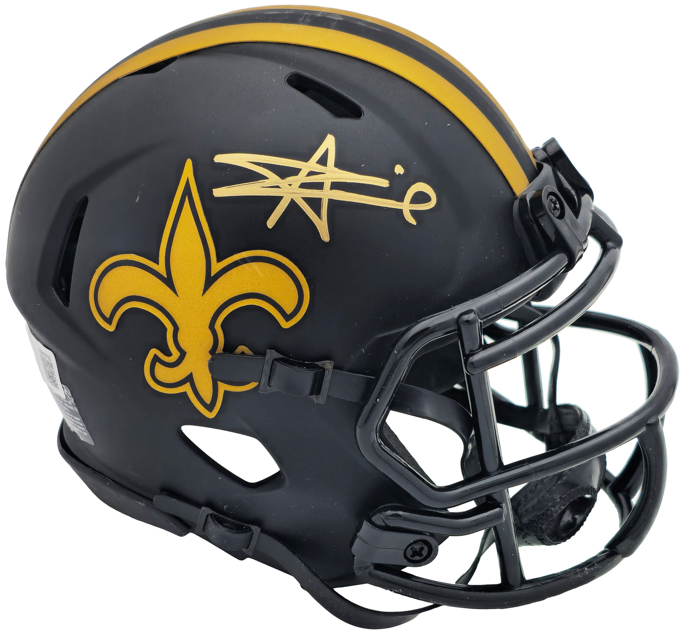 Alvin Kamara Autographed New Orleans Saints Eclipse Black Speed Mini Helmet Beckett BAS Witness Stock #224757