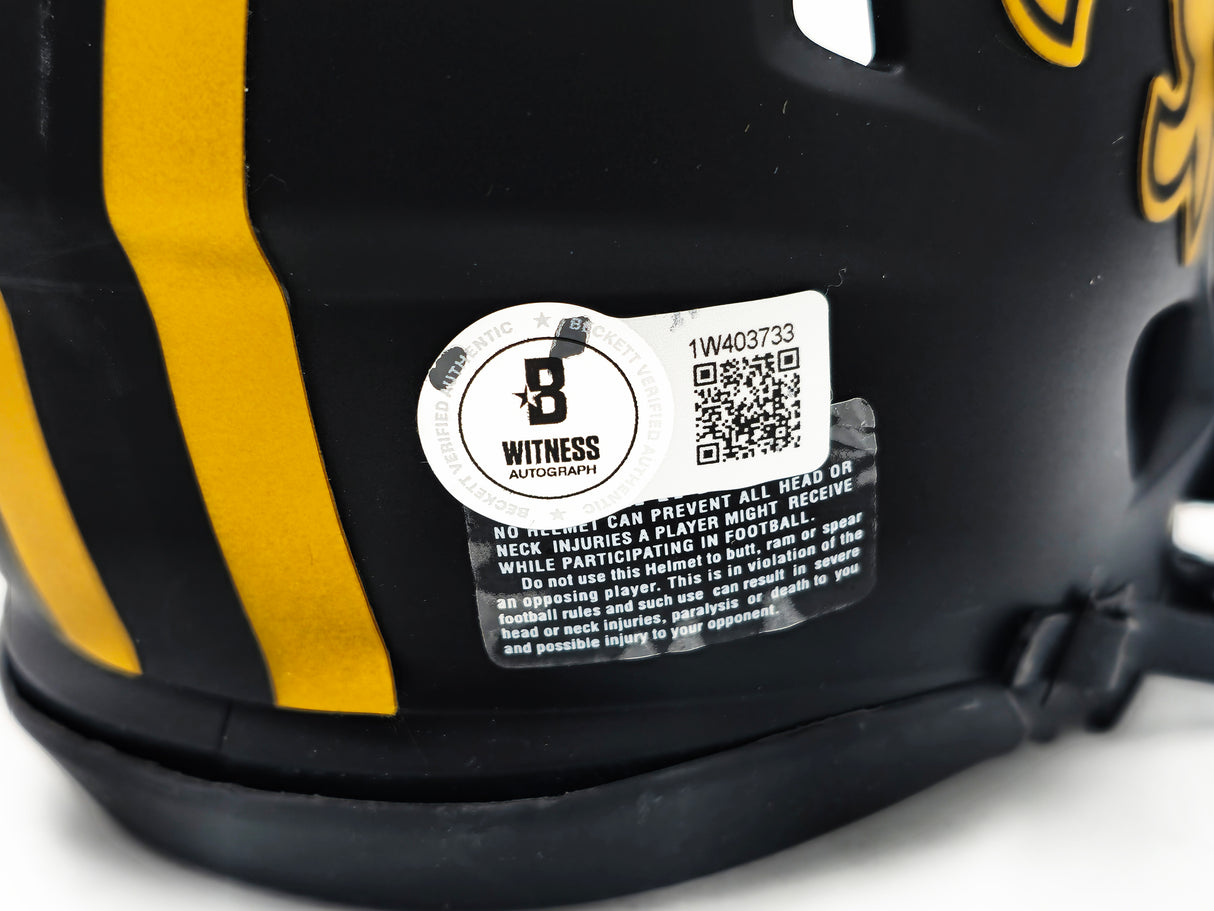 Alvin Kamara Autographed New Orleans Saints Eclipse Black Speed Mini Helmet Beckett BAS Witness Stock #224757