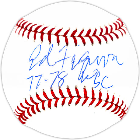 Ed Figueroa Autographed Official MLB Baseball New York Yankees "77 & 78 WSC" Beckett BAS Witness Stock #224689