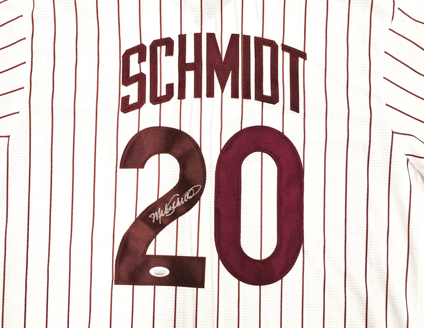 Philadelphia Phillies Mike Schmidt Autographed White Pinstripes Nike Cooperstown Collection Jersey Size Large JSA Stock #224682