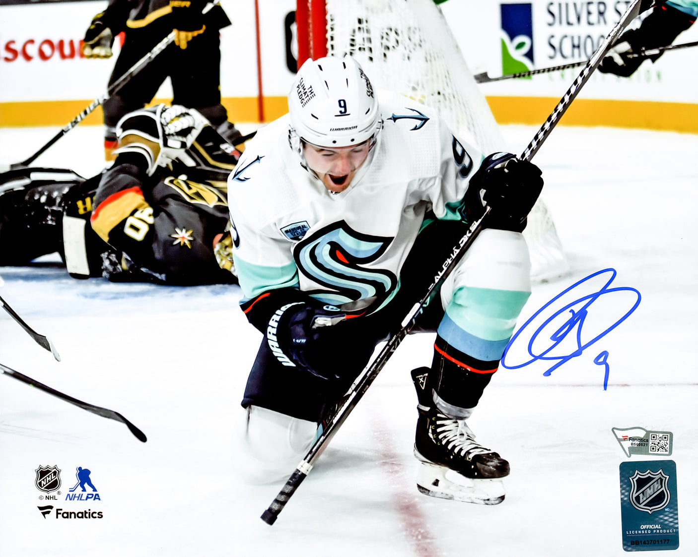 Ryan Donato Autographed 8x10 Photo Seattle Kraken First Franchise Goal Celebration Fanatics Holo Stock #211734