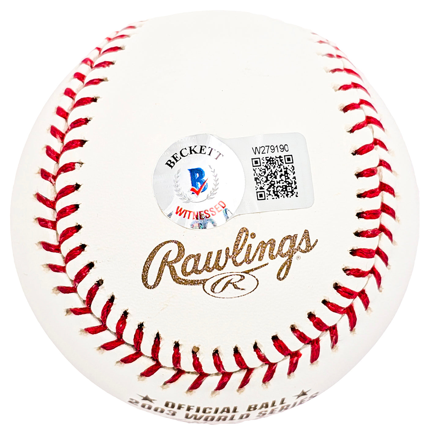 Miguel Cabrera Autographed Official 2003 World Series Logo Baseball Detroit Tigers Beckett BAS Witness Stock #212233