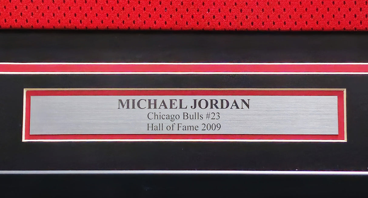 Chicago Bulls Michael Jordan Autographed Framed Red Authentic Jersey Vintage Signature PSA/DNA & Beckett BAS #AE07407