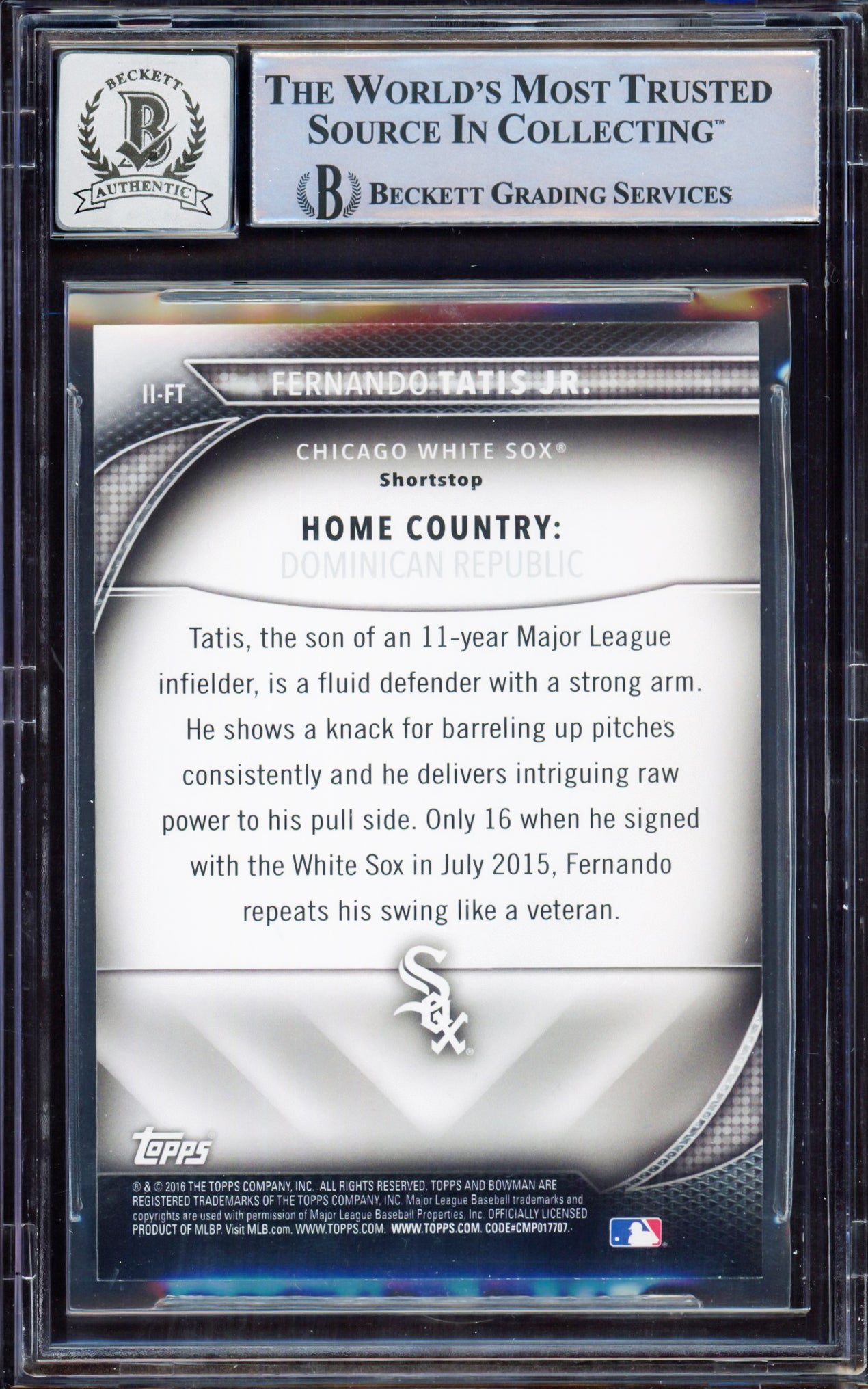 Fernando Tatis Jr. Autographed 2016 Bowman International Ink Rookie Card #II-FT San Diego Padres BGS 9 Auto Grade Gem Mint 10 Beckett BAS #15350429