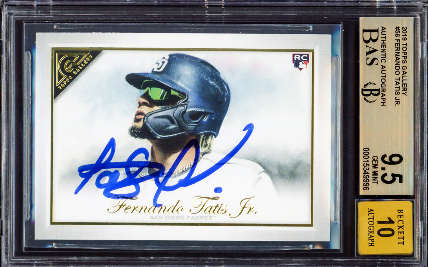 Fernando Tatis Jr. Autographed 2019 Topps Gallery Rookie Card #56 San Diego Padres BGS 9.5 Auto Grade Gem Mint 10 Highest Graded Beckett BAS #15349996