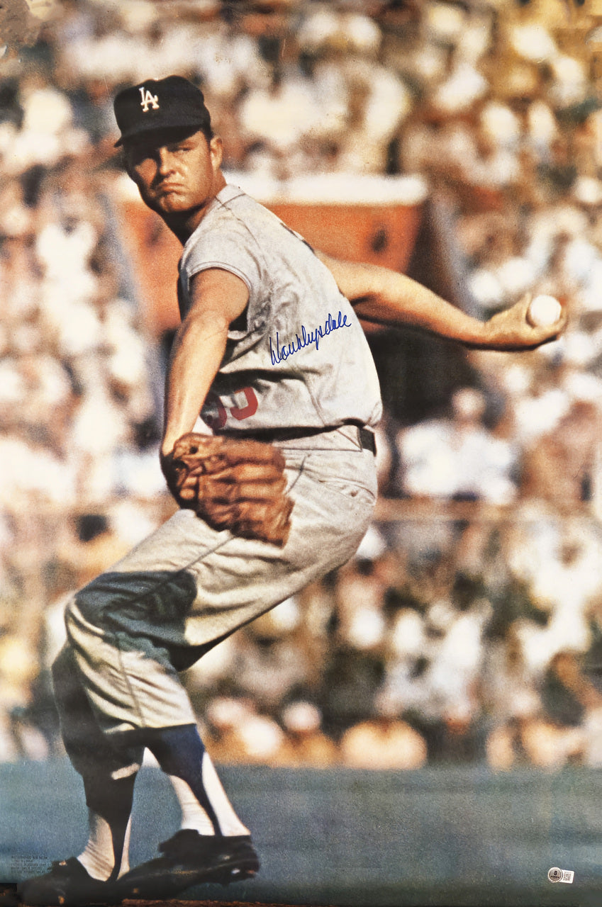 Don Drysdale Autographed 24x36 Major League Poster Los Angeles Dodgers Beckett BAS QR Stock #238787