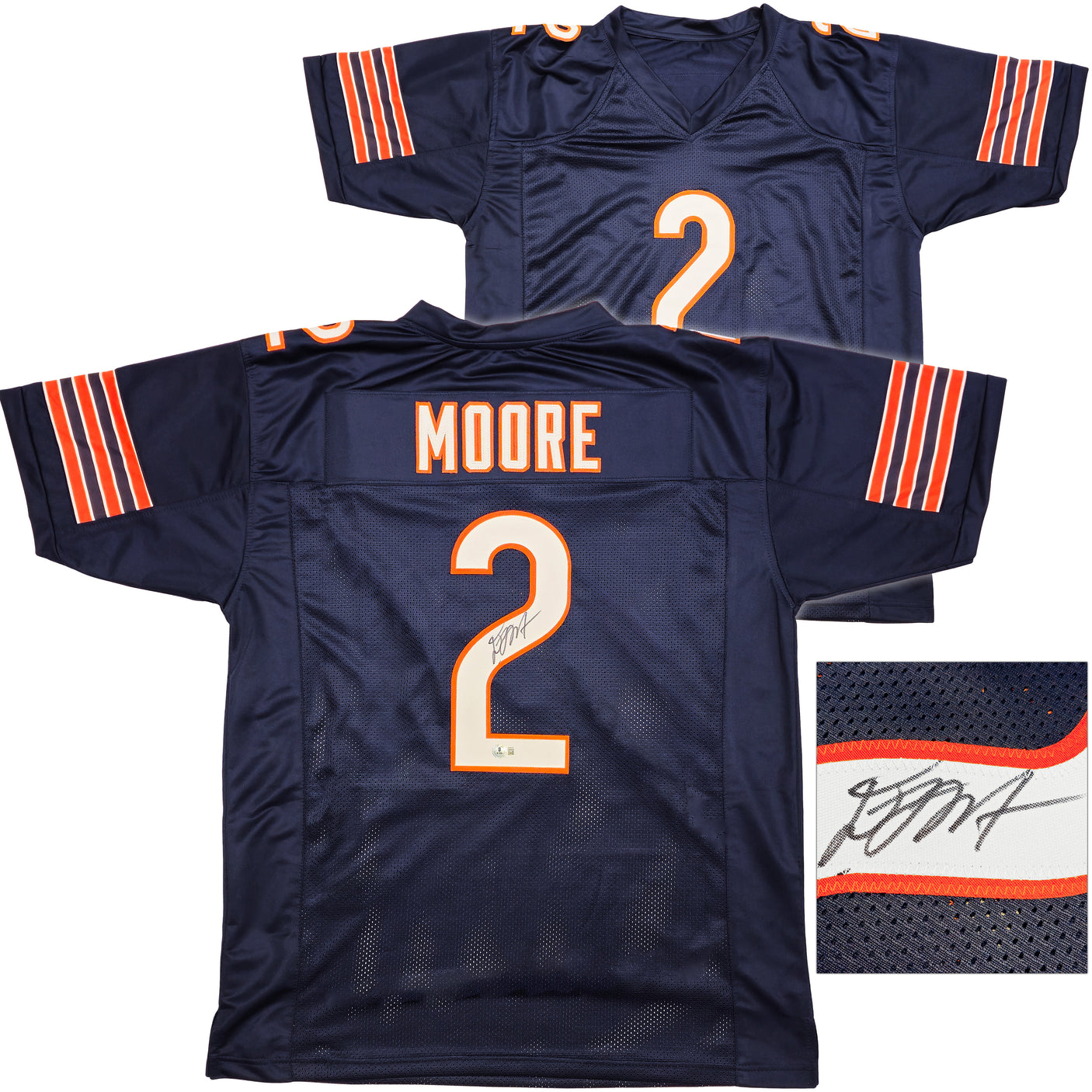 Chicago Bears DJ Moore Autographed Blue Jersey Beckett BAS Witness Stock #238785