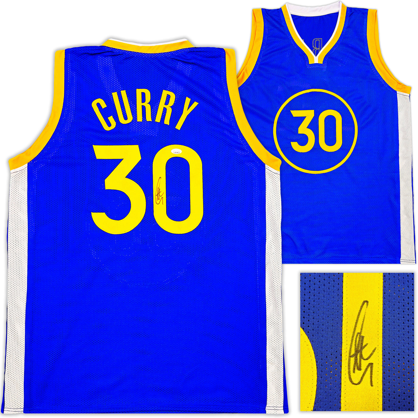 Golden State Warriors Stephen Curry Autographed Blue Jersey JSA Stock #238792