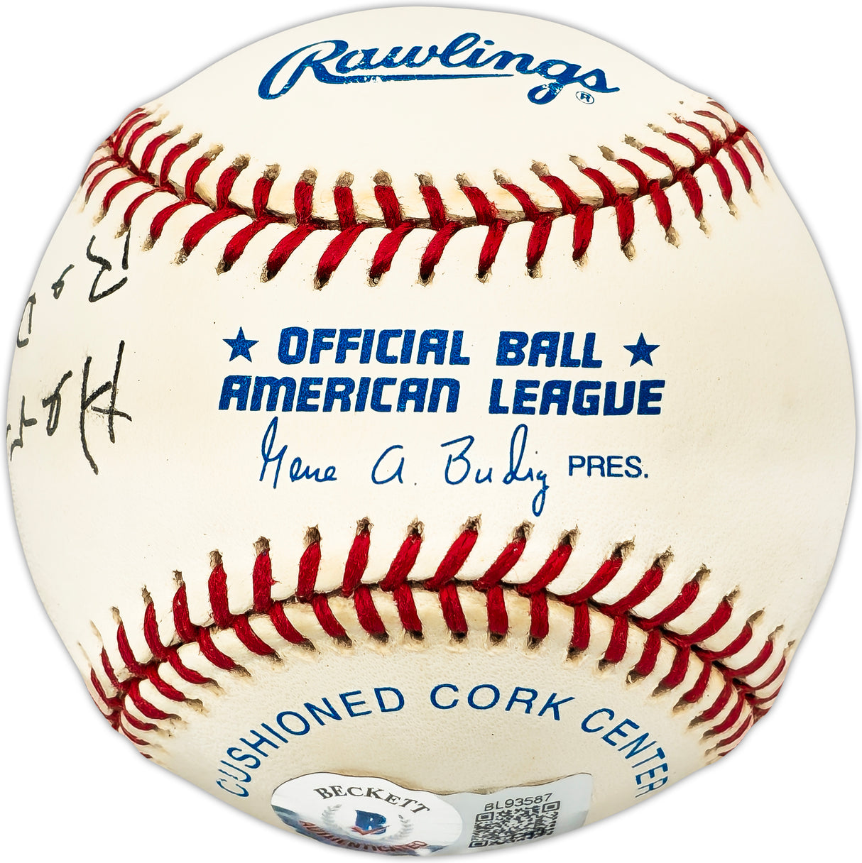 Herb Hash Autographed Official AL Baseball Boston Red Sox "Red Sox Pitcher 1936-1942" Beckett BAS QR #BL93587