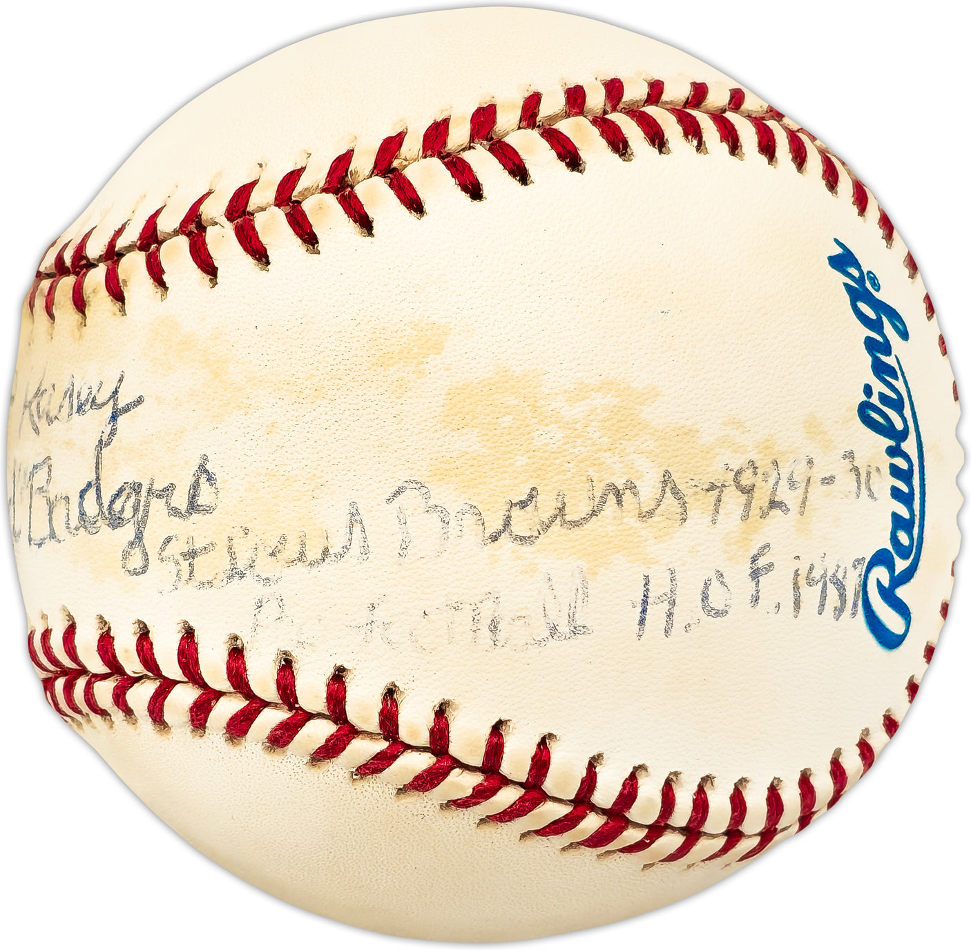 Morris Red Badgro Autographed Official AL Baseball St. Louis Browns "Best Wishes to Kasey" Beckett BAS QR #BL93632