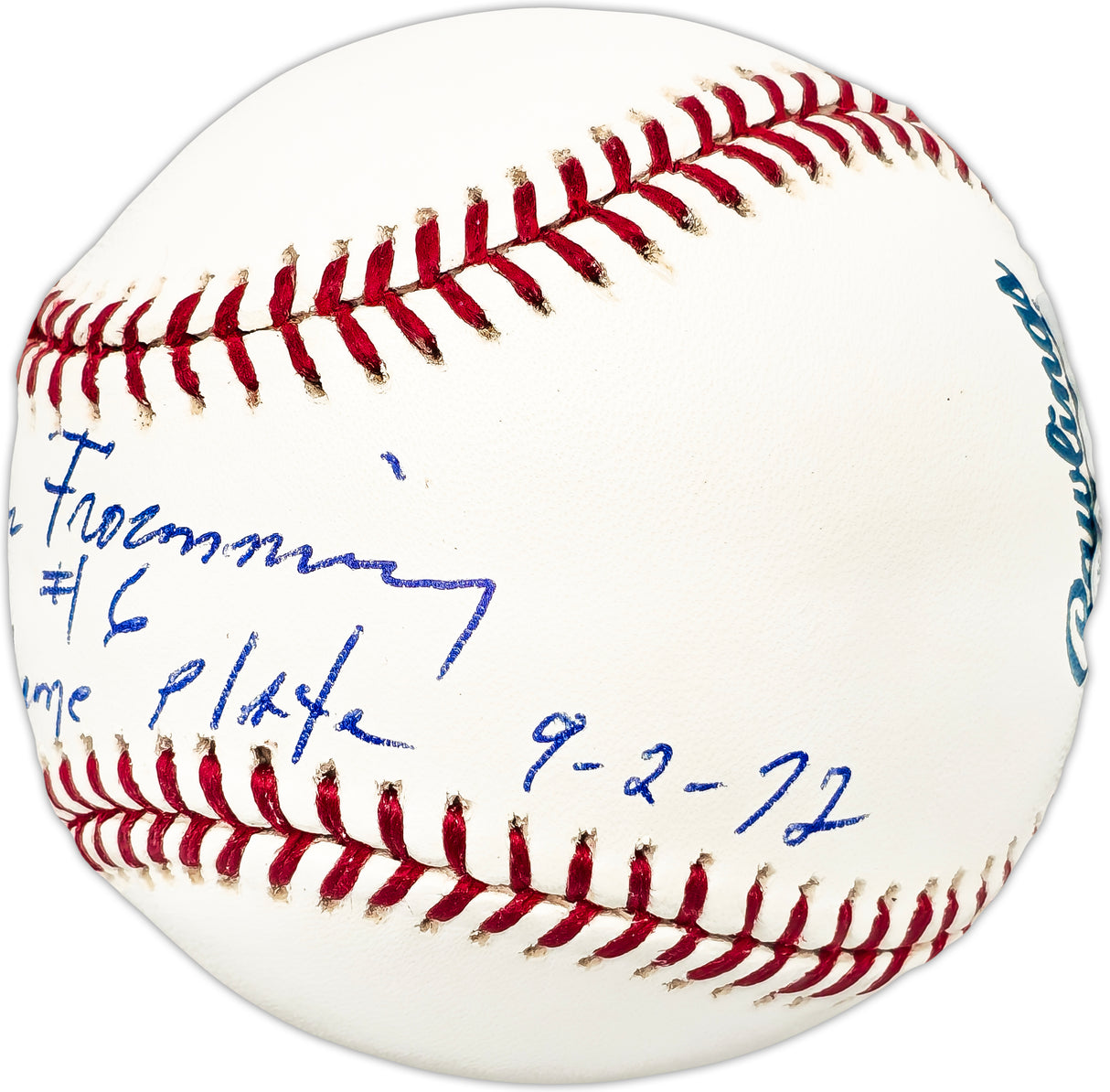 Bruce Froemming Autographed Official MLB Baseball Umpire "#16 Home Plate 9-2-72 Pappas No Hitter" Beckett BAS QR #BL93649