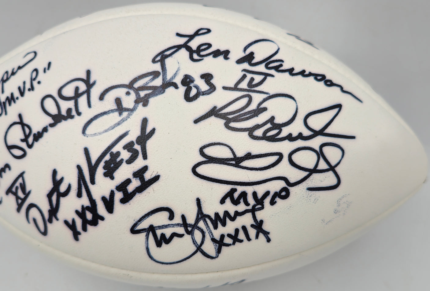 Super Bowl MVP's Autographed White Wilson NFL Football With 16 Signatures Including Joe Namath PSA/DNA #AB10133