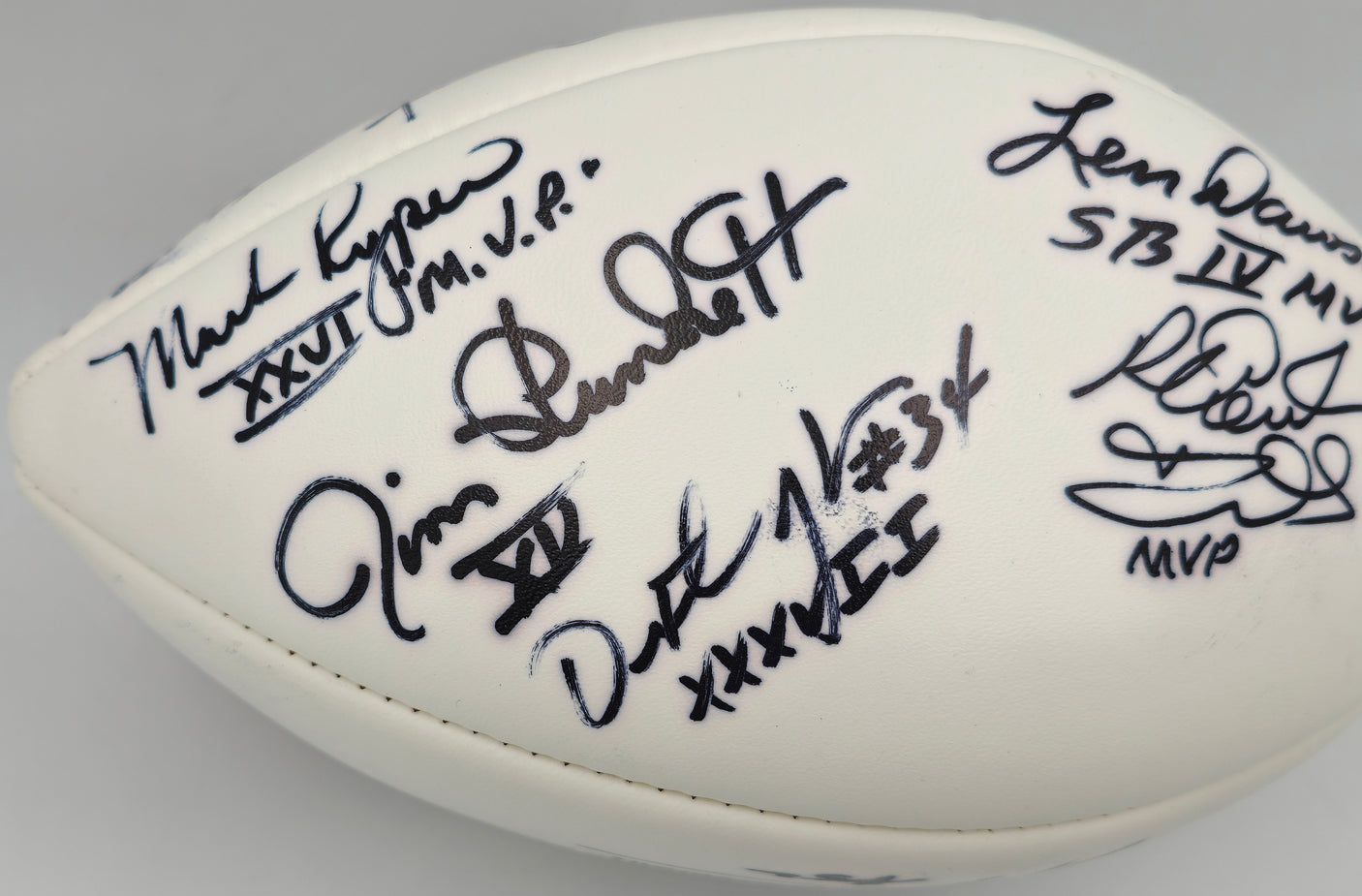 Super Bowl MVP's Autographed White Wilson NFL Football With 16 Signatures Including Joe Namath PSA/DNA #AB10150