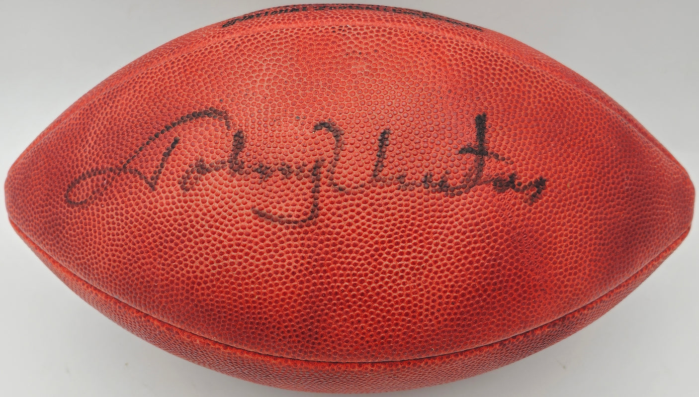 Johnny Unitas Autographed Official NFL Leather Football Baltimore Colts Beckett BAS #A75848