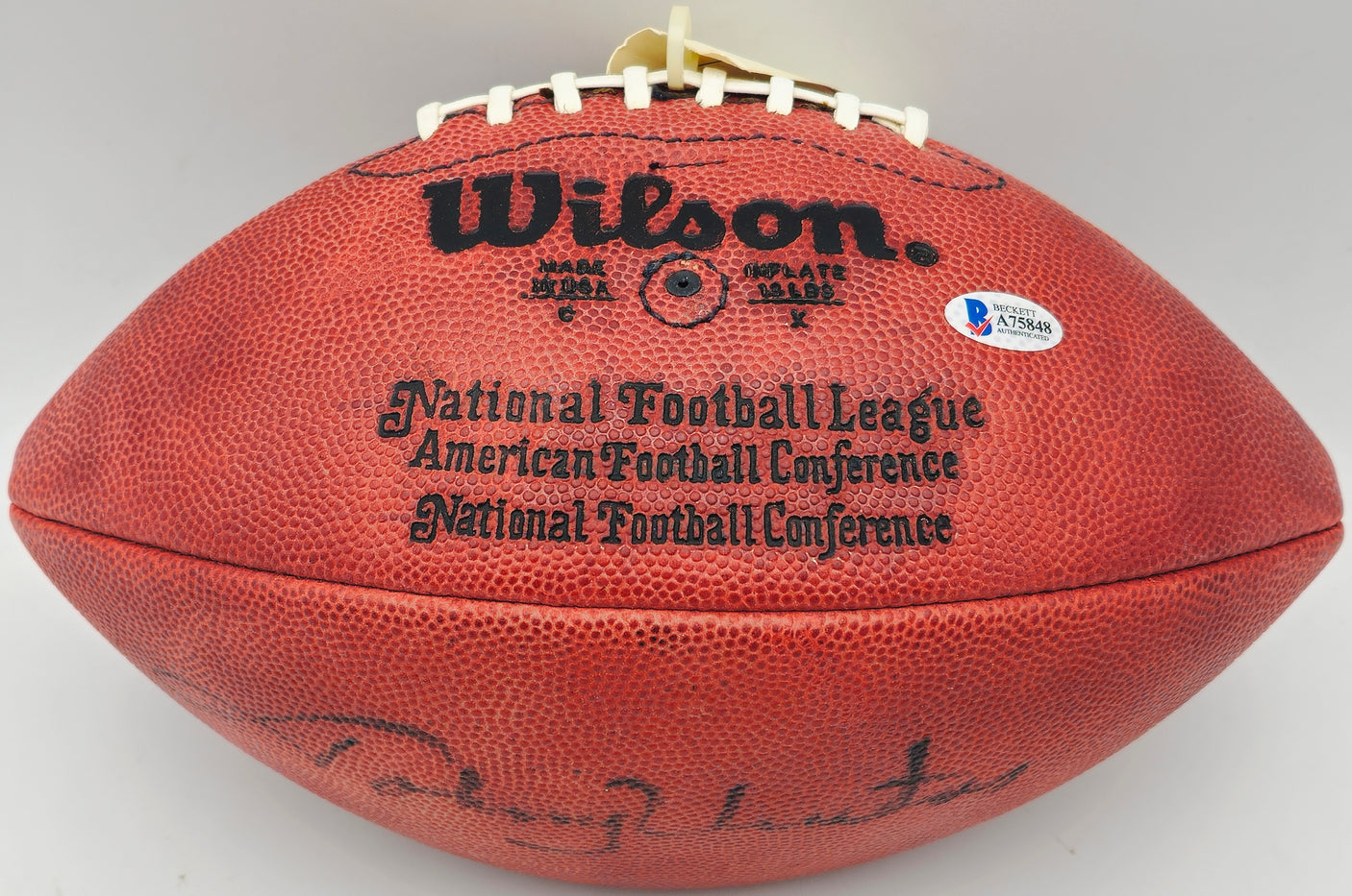 Johnny Unitas Autographed Official NFL Leather Football Baltimore Colts Beckett BAS #A75848