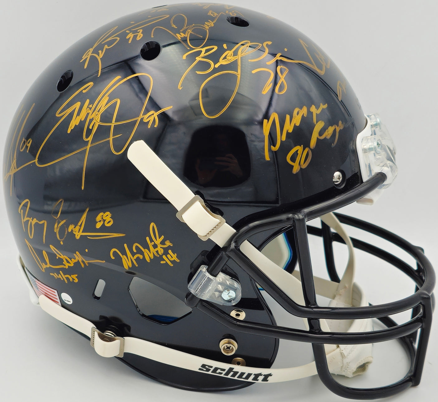 College Football's Best Heisman Winners Autographed Black Shutt Authentic Full Size Helmet With 23 Signatures Including Barry Sanders Steiner Holo #SS149845