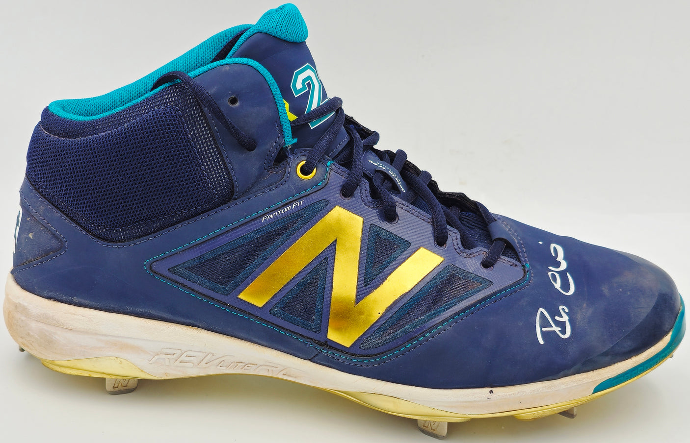 Robinson Cano Autographed Pair of Game Used Blue, Gold & Teal New Balance Revlite Cleats Seattle Mariners PSA/DNA #7A96537 & 7A96538