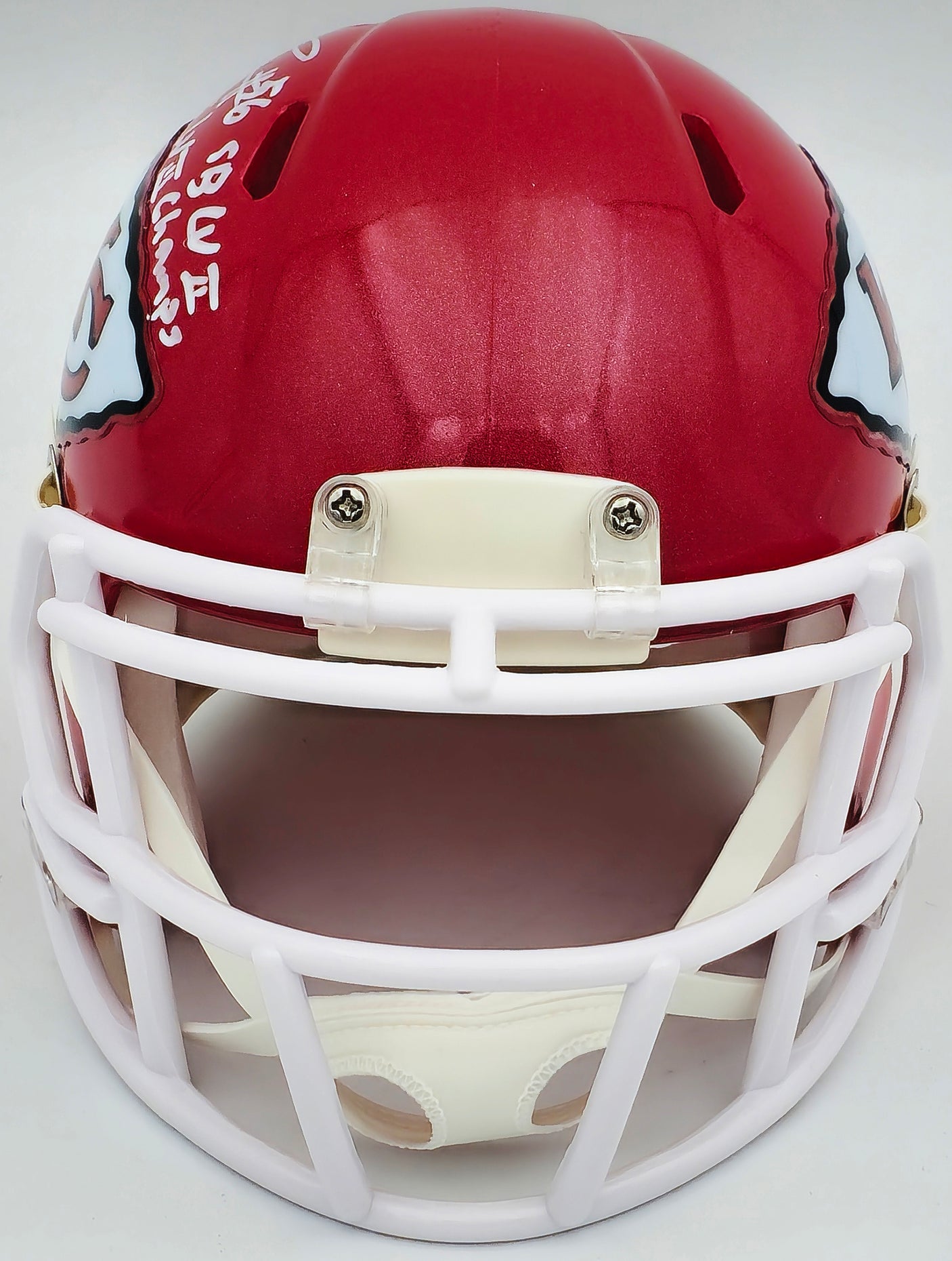 George Karlaftis Autographed Kansas City Chiefs Red Speed Mini Helmet "SB LVII LVIII Champs" Beckett BAS Witness Stock #224842
